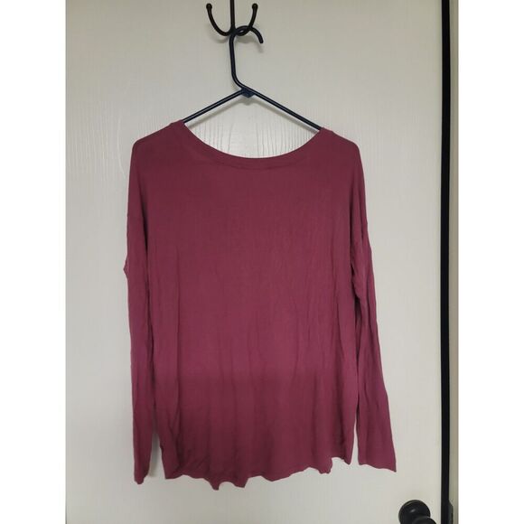 ⭐️ Womens PINK super soft long sleeve shirt v neck drawstring front - Picture 2 of 3